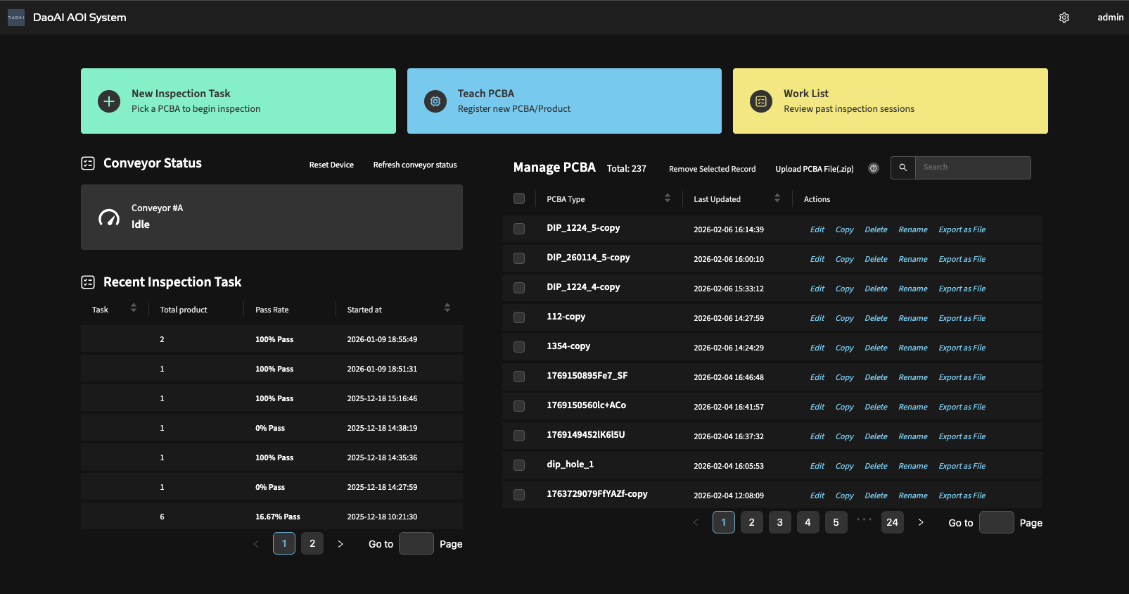 DaoAI AOI Software Interface