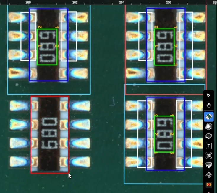 A region drawn by hand around a component the machine did not detect.