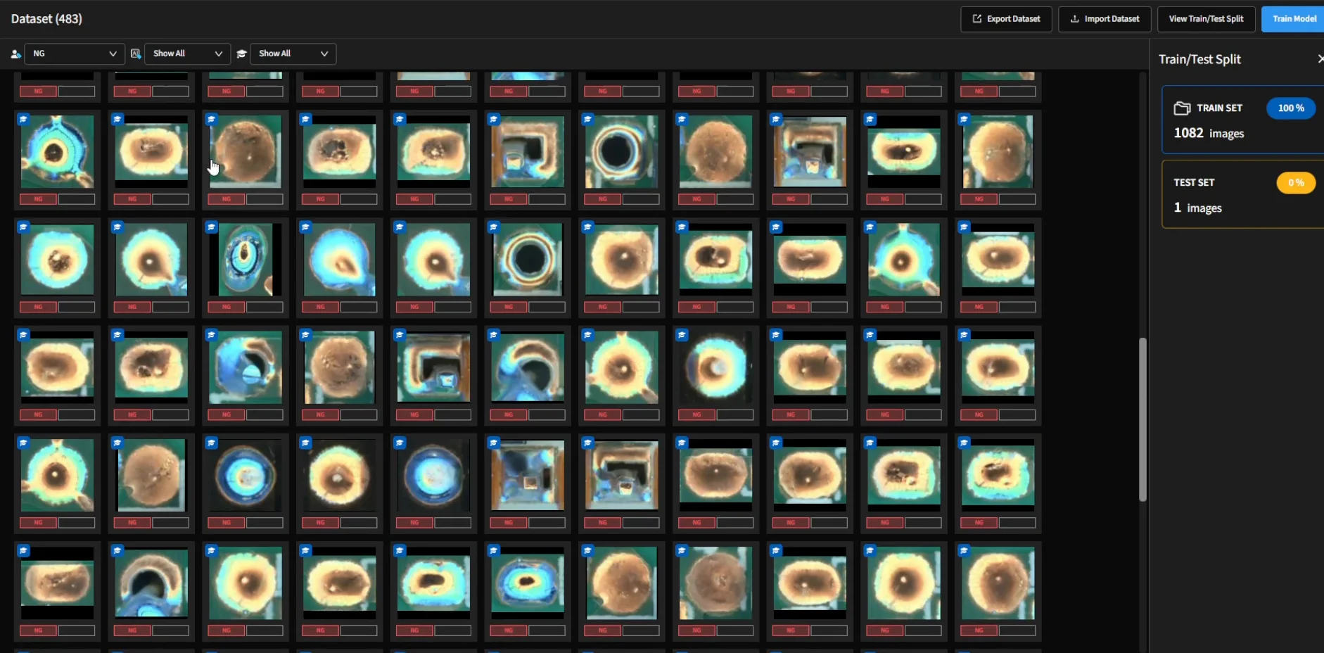 A training set of your own images collected on the machine.