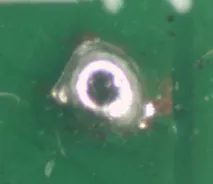 AOI defect example: Solder ball, close-up (Solder Balls & Particles)
